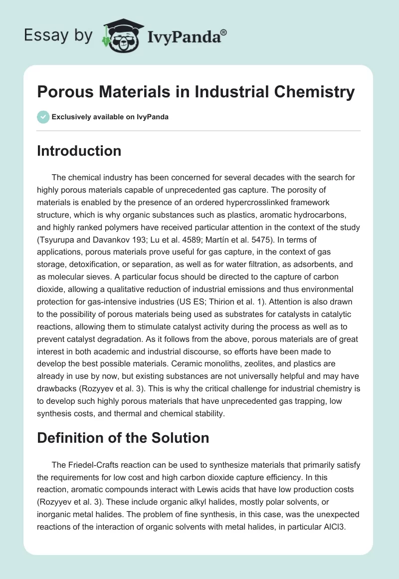 Porous Materials in Industrial Chemistry. Page 1