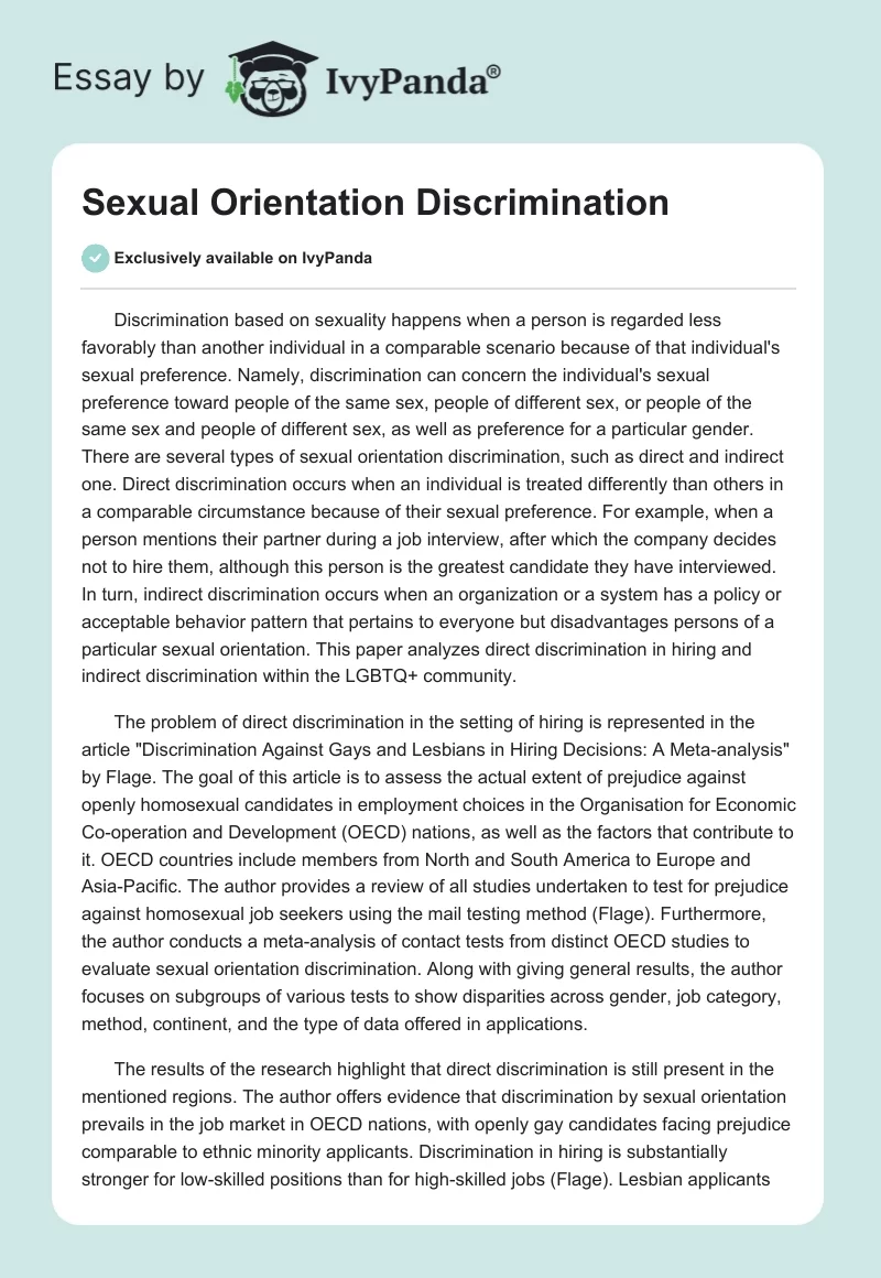 Sexual Orientation Discrimination. Page 1
