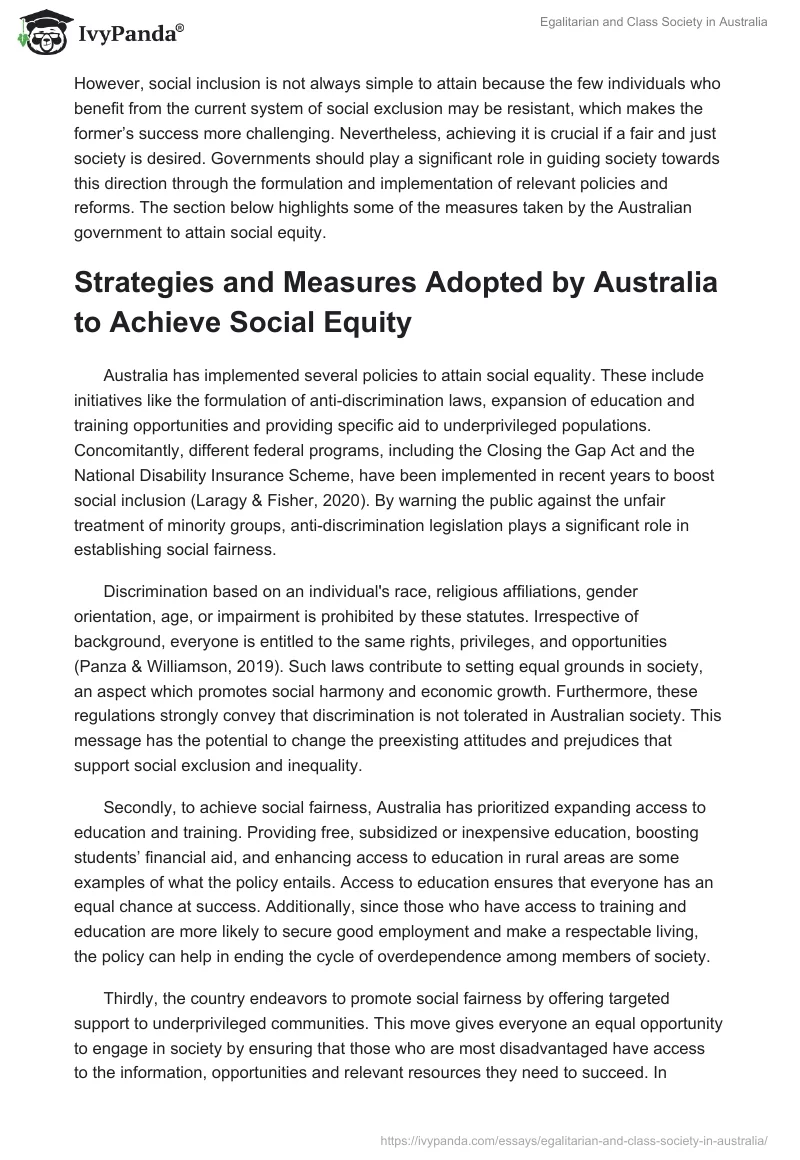 Egalitarian and Class Society in Australia. Page 2