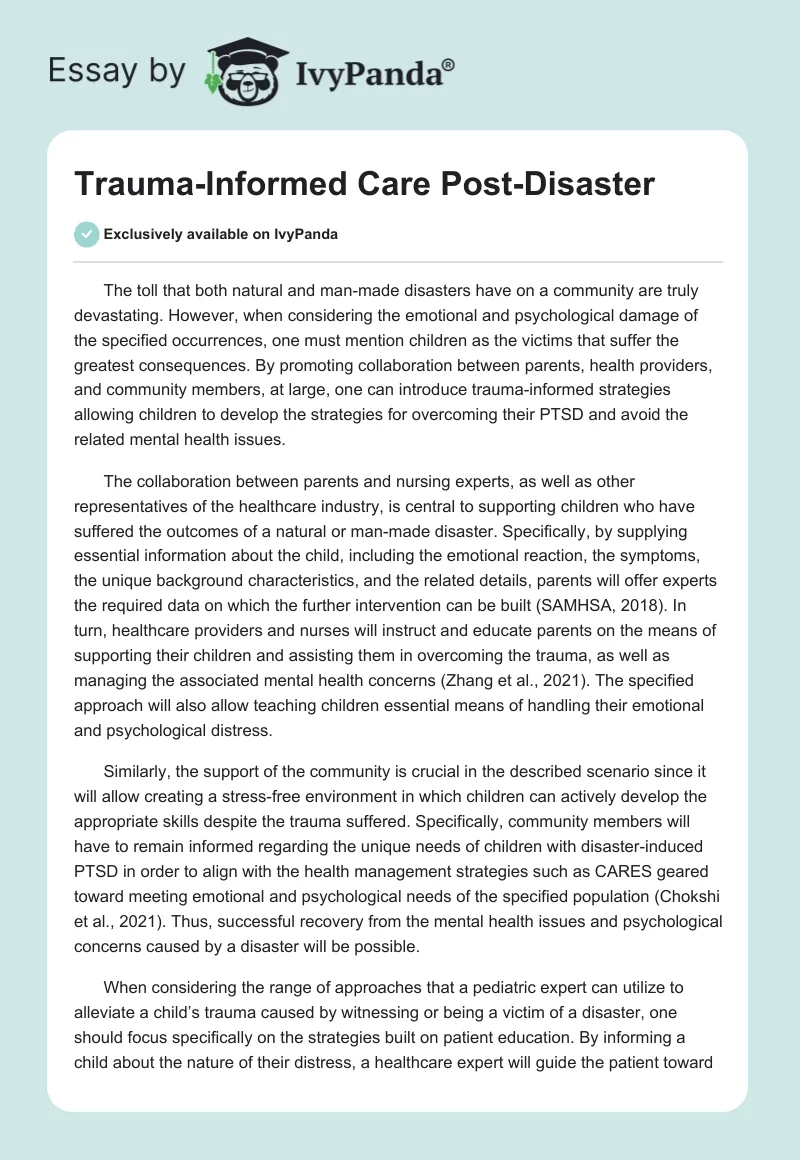 Trauma-Informed Care Post-Disaster. Page 1