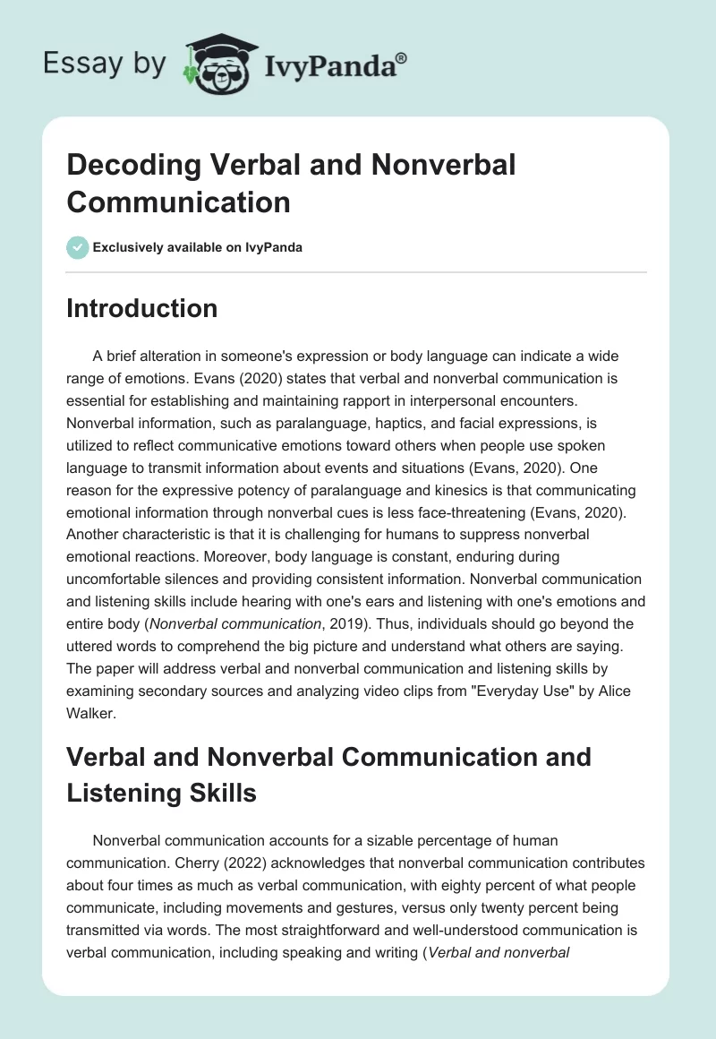 Decoding Verbal and Nonverbal Communication. Page 1