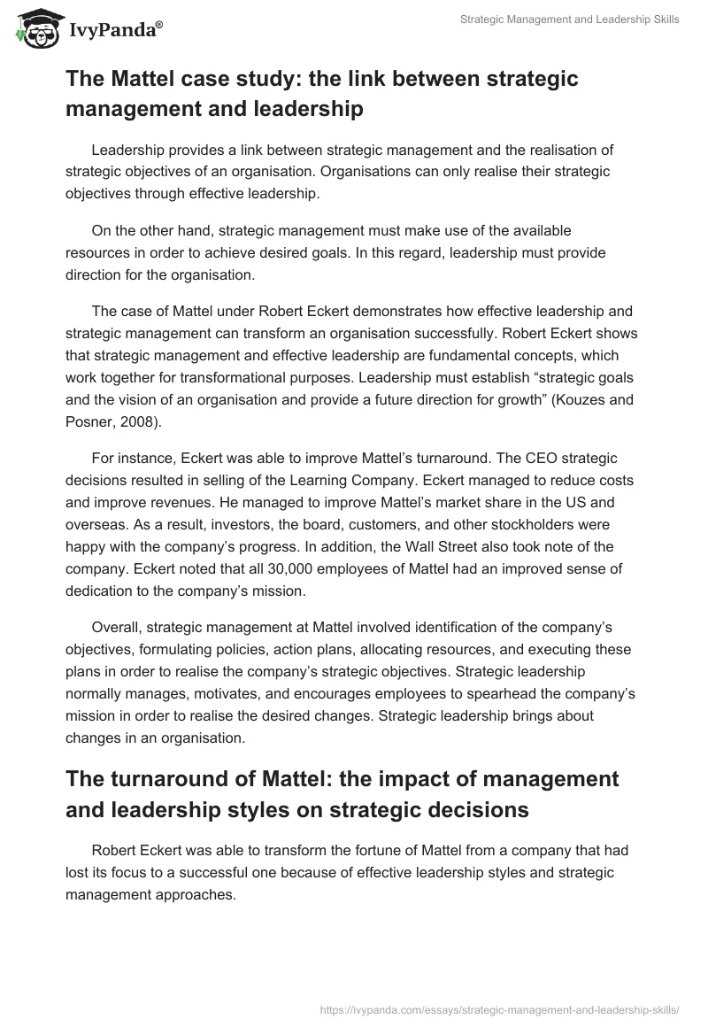 Strategic Management and Leadership Skills. Page 4