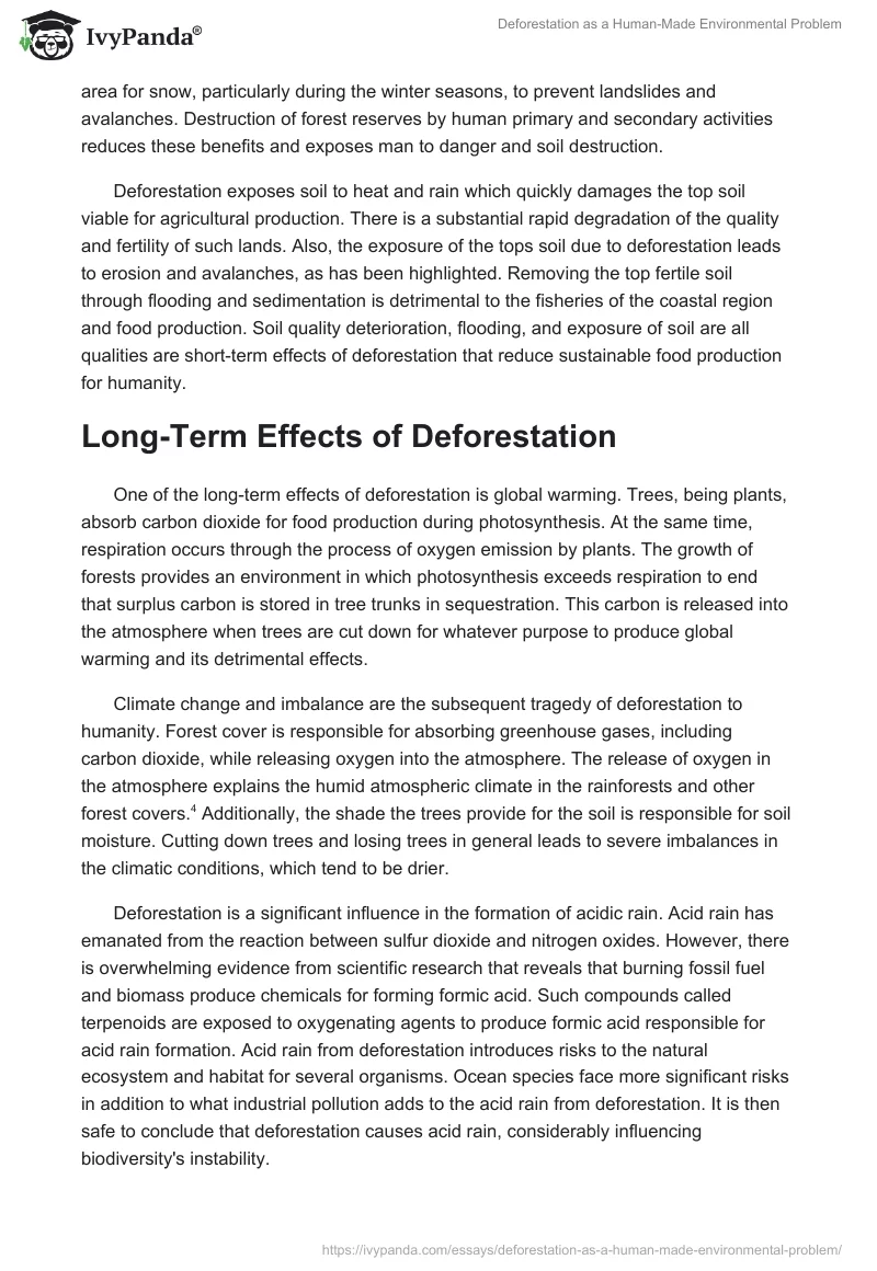 Deforestation as a Human-Made Environmental Problem. Page 2