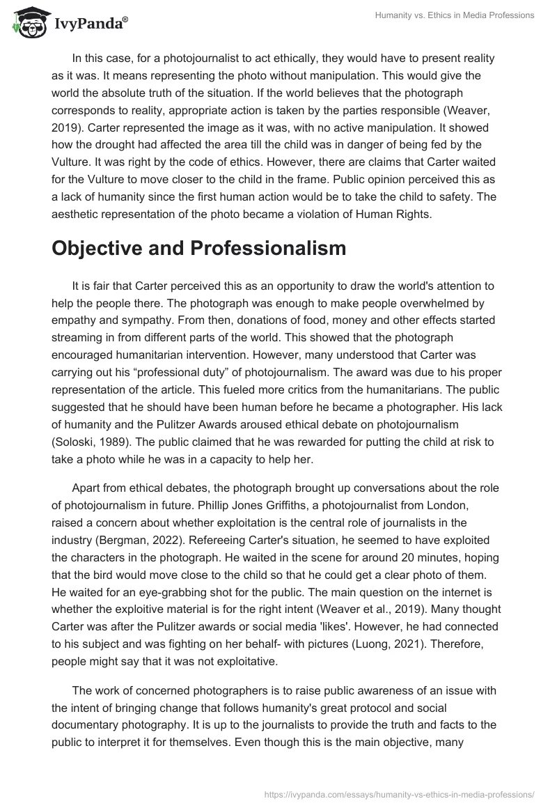 Humanity vs. Ethics in Media Professions. Page 2
