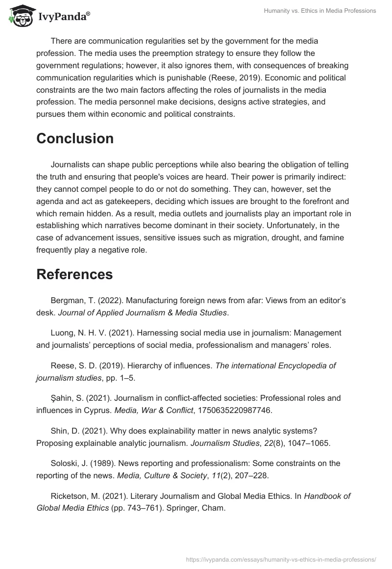 Humanity vs. Ethics in Media Professions. Page 4