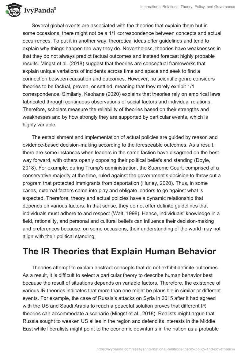 International Relations: Theory, Policy, and Governance. Page 2