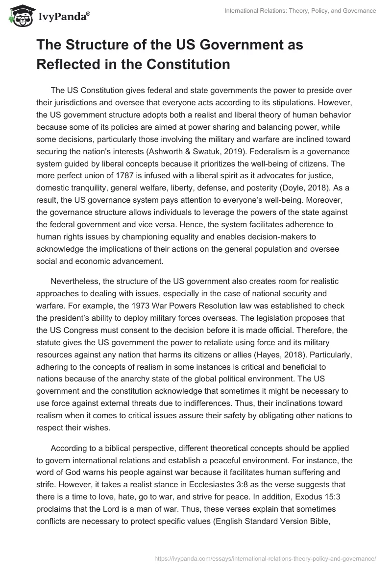 International Relations: Theory, Policy, and Governance. Page 4