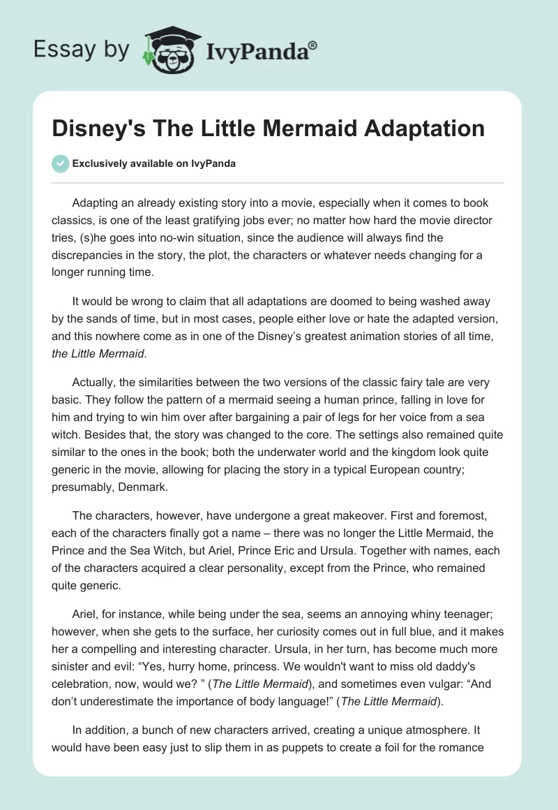 Disney's "The Little Mermaid" Adaptation. Page 1
