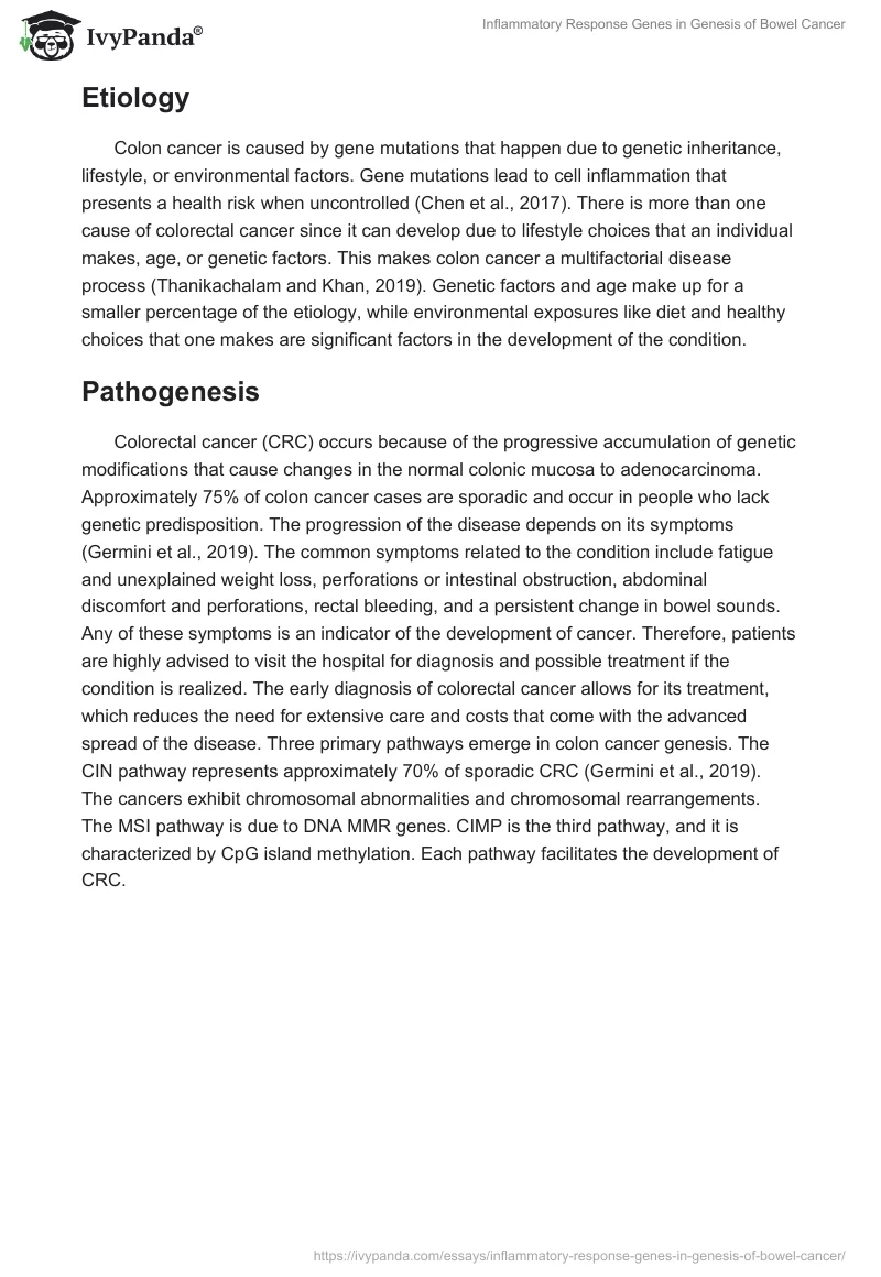 Inflammatory Response Genes in Genesis of Bowel Cancer. Page 2