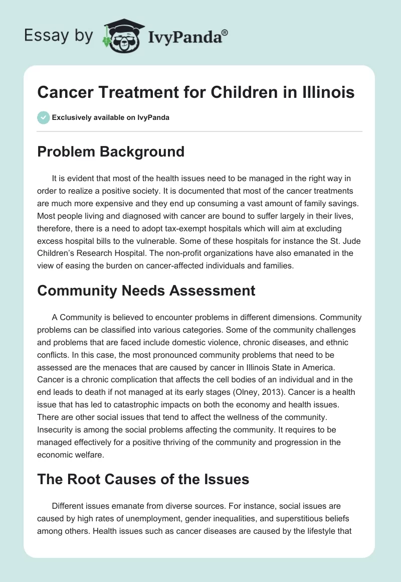 Cancer Treatment for Children in Illinois. Page 1
