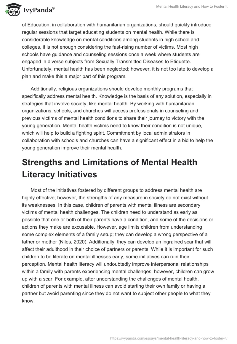 Mental Health Literacy and How to Foster It. Page 4