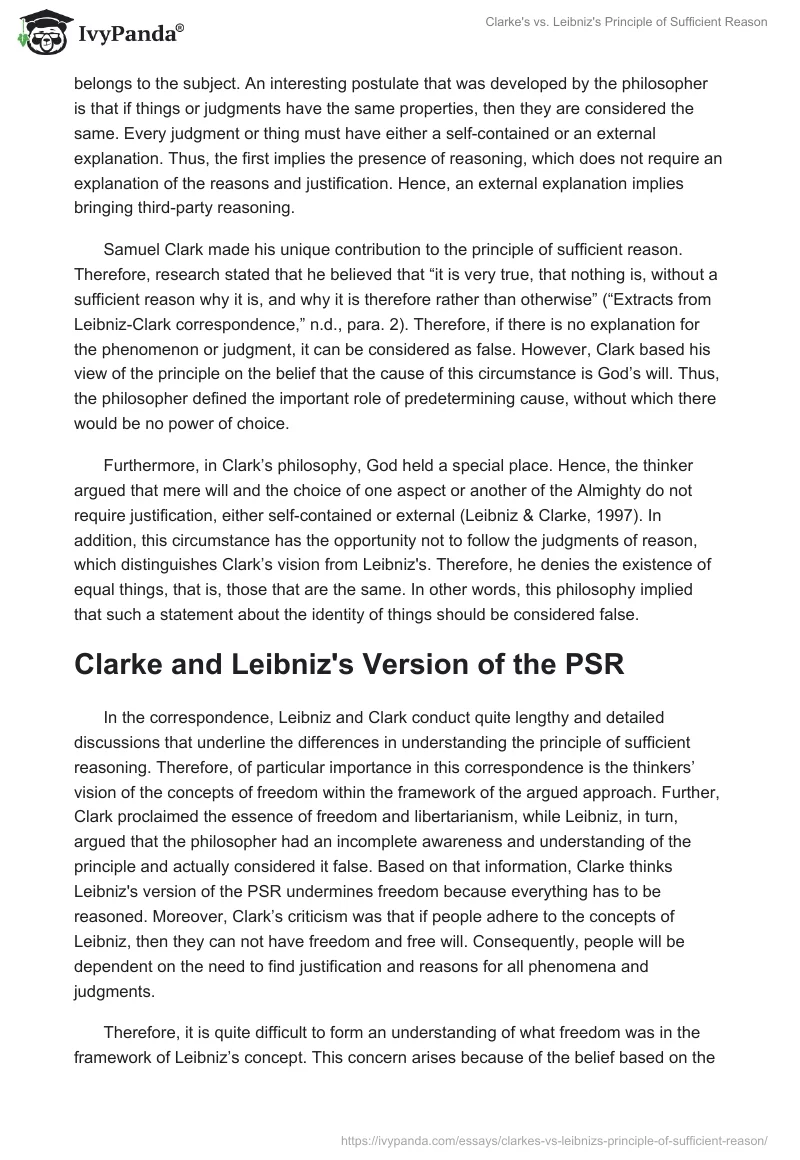 Clarke's vs. Leibniz's Principle of Sufficient Reason. Page 2