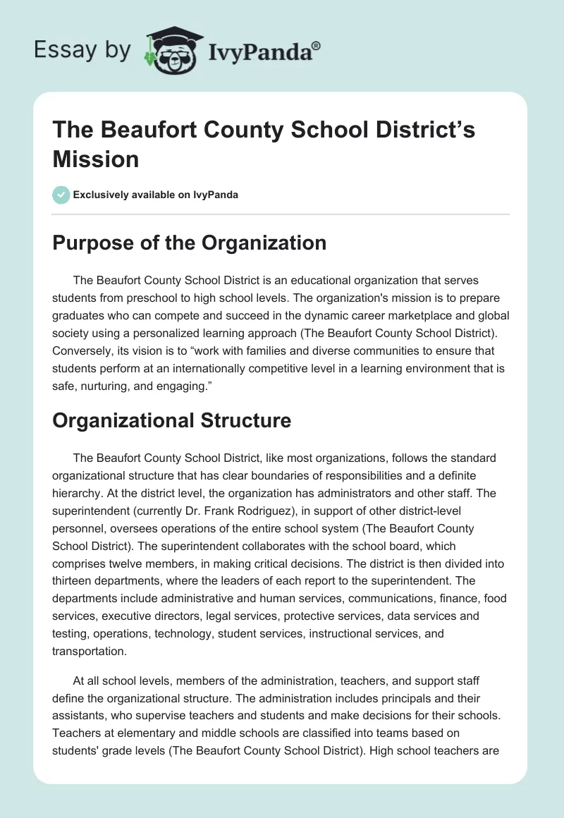 The Beaufort County School District’s Mission. Page 1