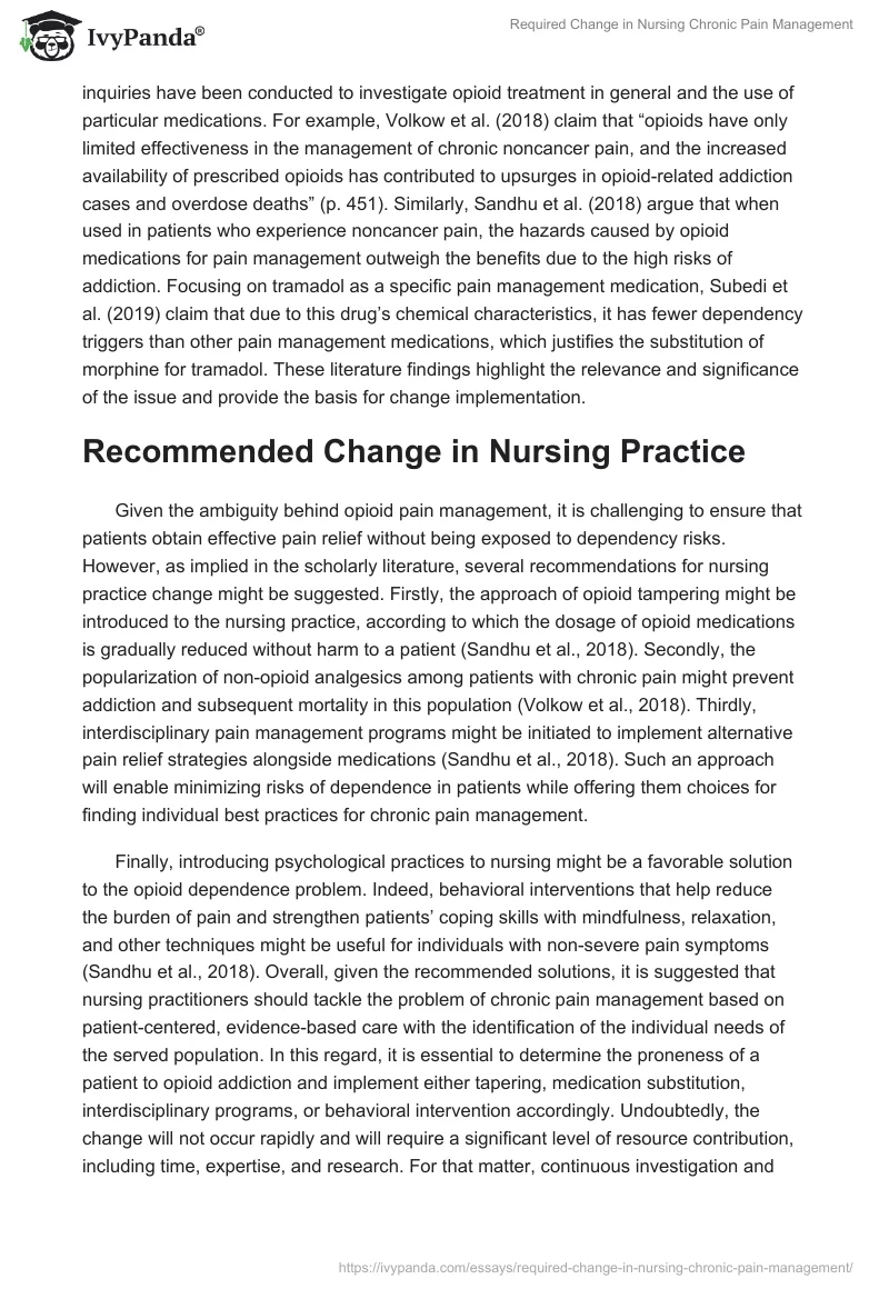 Required Change in Nursing Chronic Pain Management. Page 2