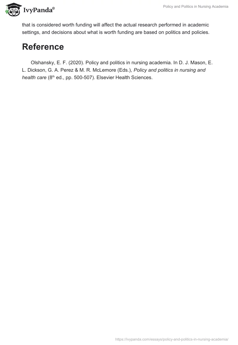 Policy and Politics in Nursing Academia. Page 2