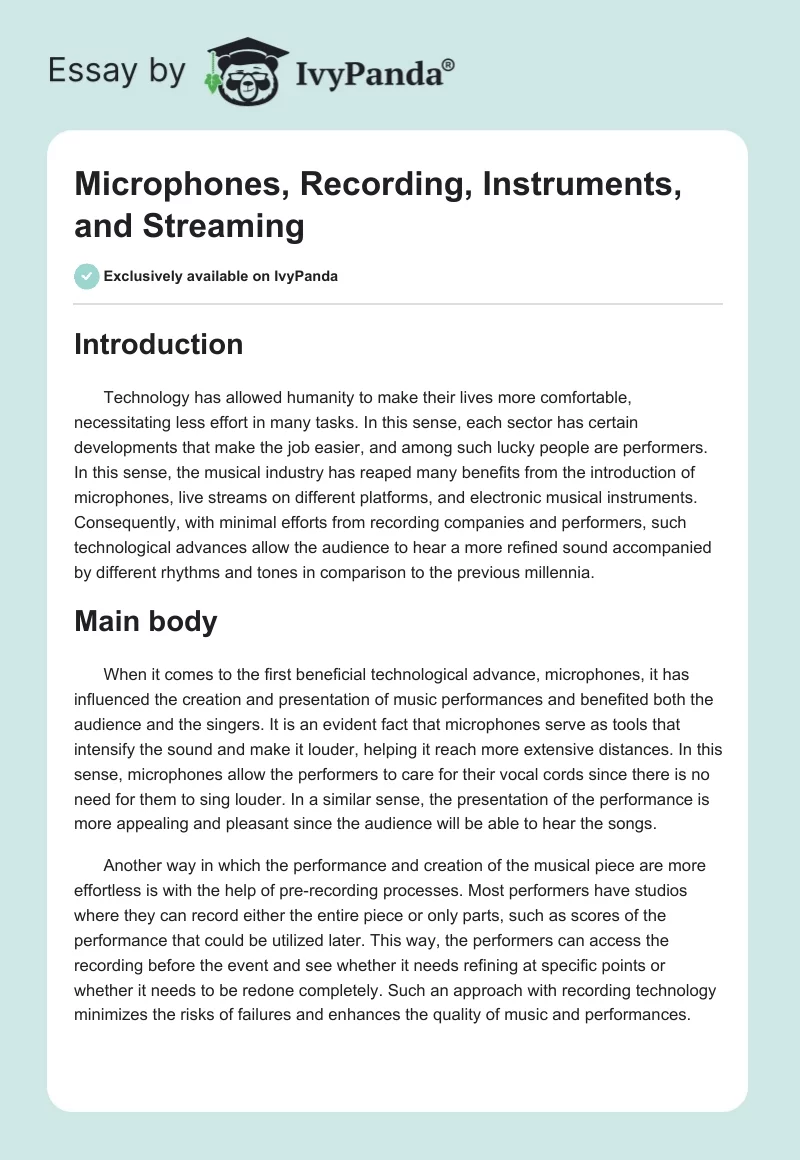 Microphones, Recording, Instruments, and Streaming. Page 1