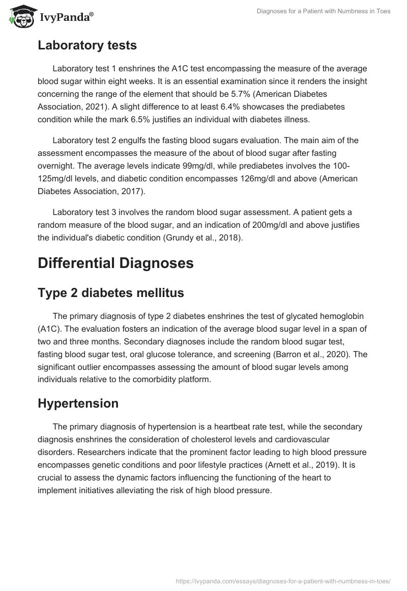 Diagnoses for a Patient with Numbness in Toes. Page 3