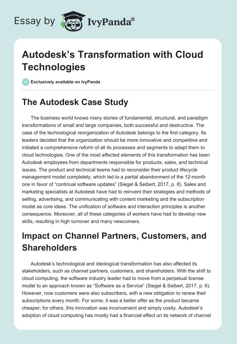 Autodesk’s Transformation with Cloud Technologies. Page 1