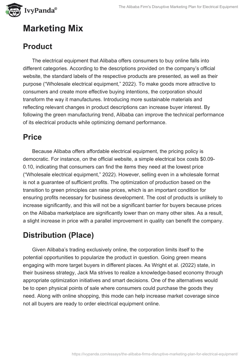 The Alibaba Firm's Disruptive Marketing Plan for Electrical Equipment. Page 2