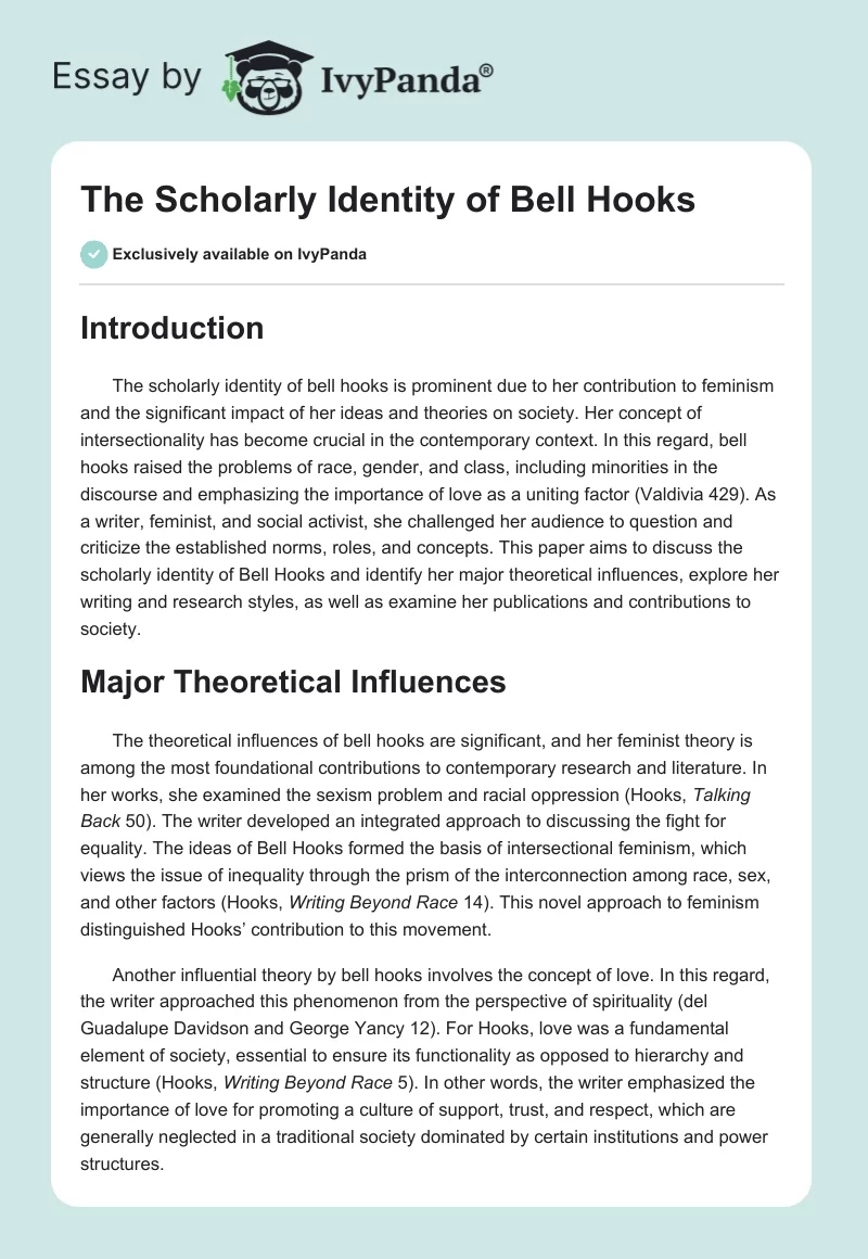 The Scholarly Identity of Bell Hooks. Page 1