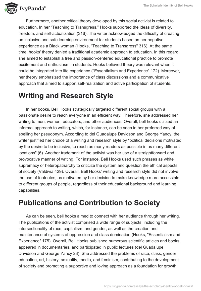 The Scholarly Identity of Bell Hooks. Page 2