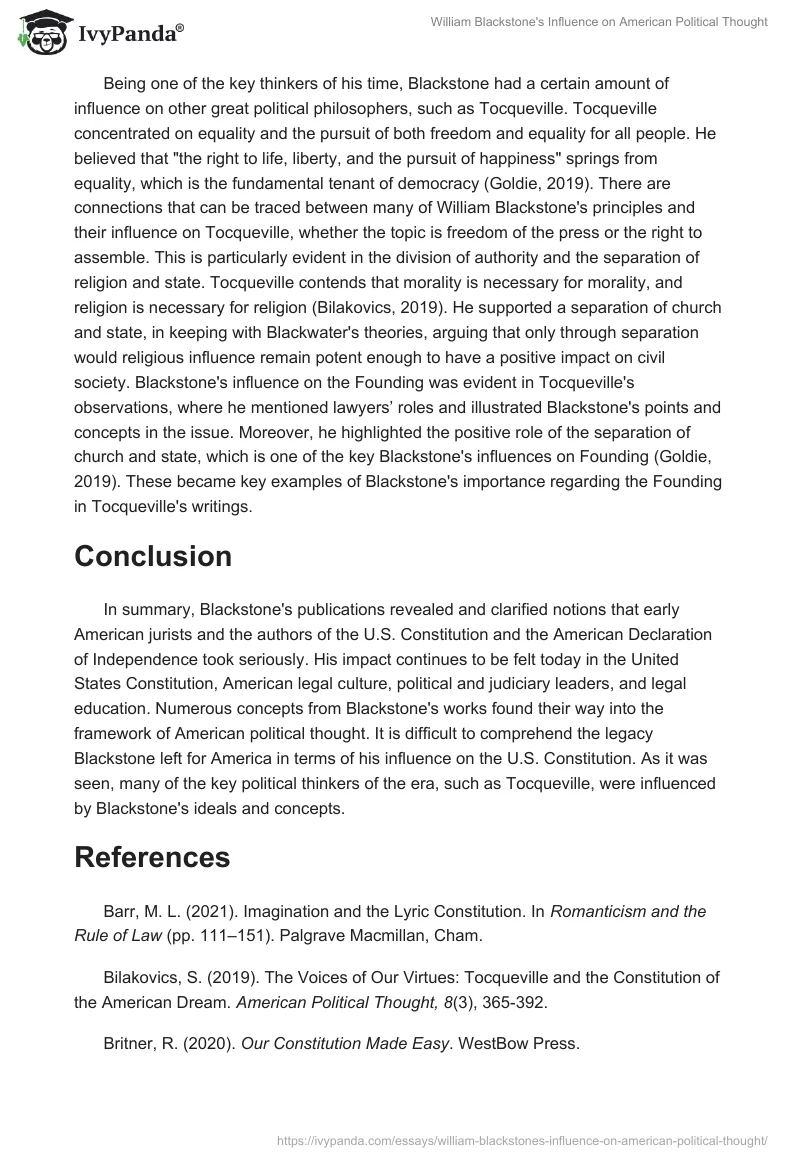 William Blackstone's Influence on American Political Thought. Page 2