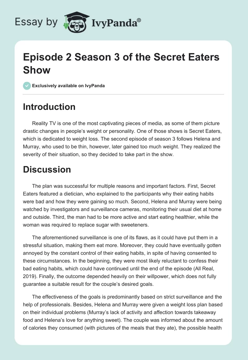 Episode 2 Season 3 of the Secret Eaters Show. Page 1