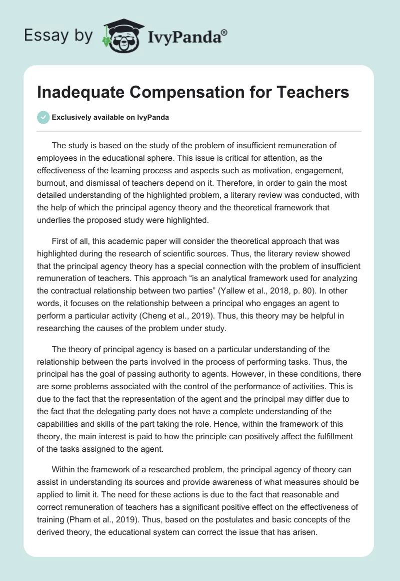 Inadequate Compensation for Teachers. Page 1