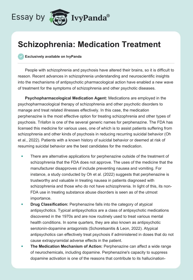 Schizophrenia: Medication Treatment. Page 1