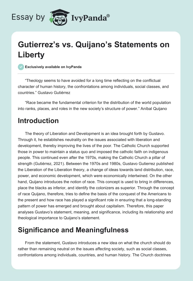 Gutierrez’s vs. Quijano’s Statements on Liberty. Page 1