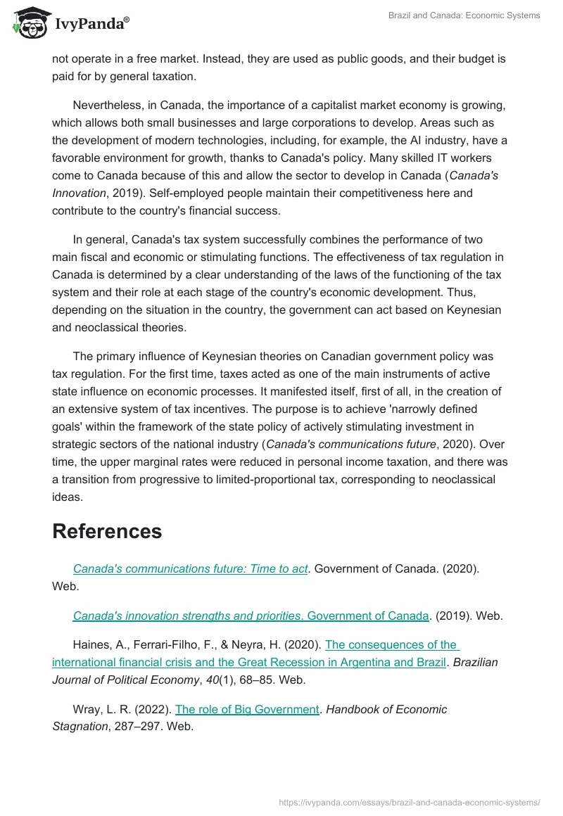 Brazil and Canada: Economic Systems. Page 2