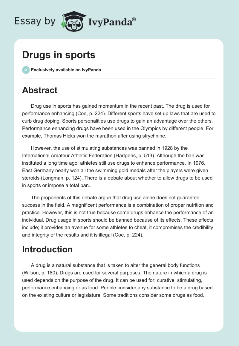 Drugs in sports. Page 1