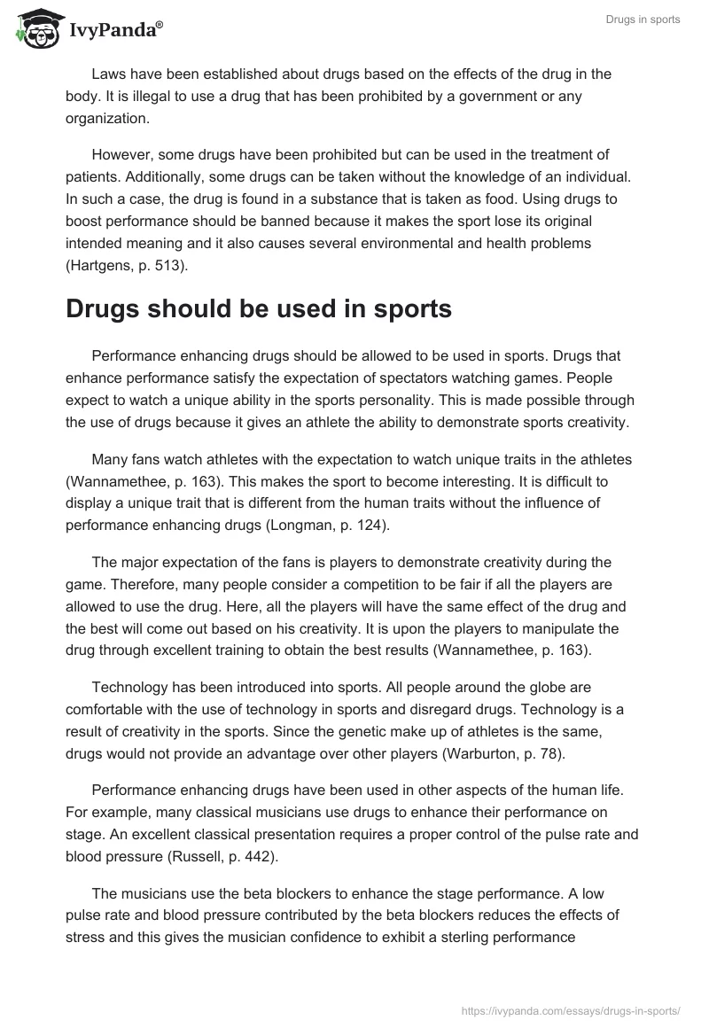 drugs in sport essay