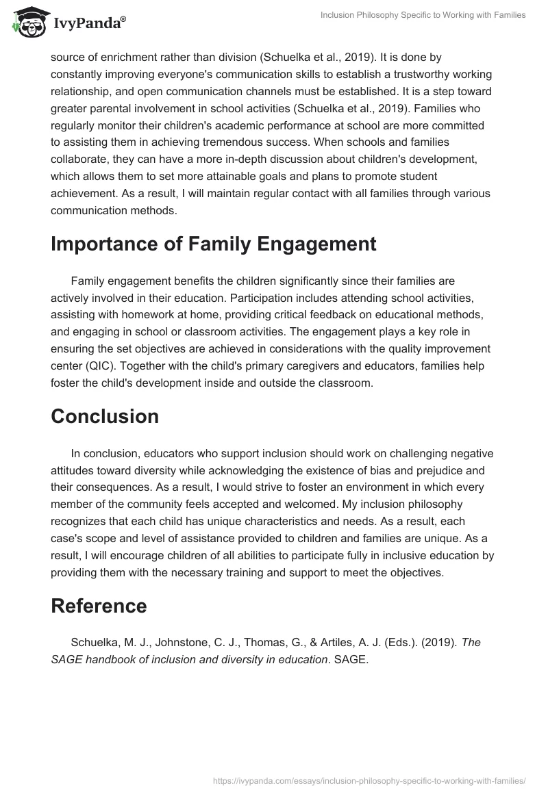 Inclusion Philosophy Specific to Working with Families. Page 2