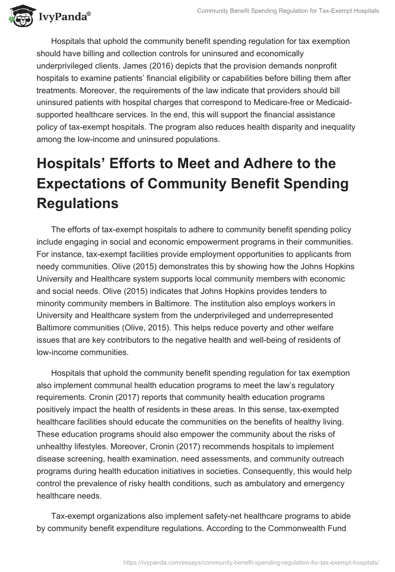 Community Benefit Spending Regulation for Tax-Exempt Hospitals. Page 2