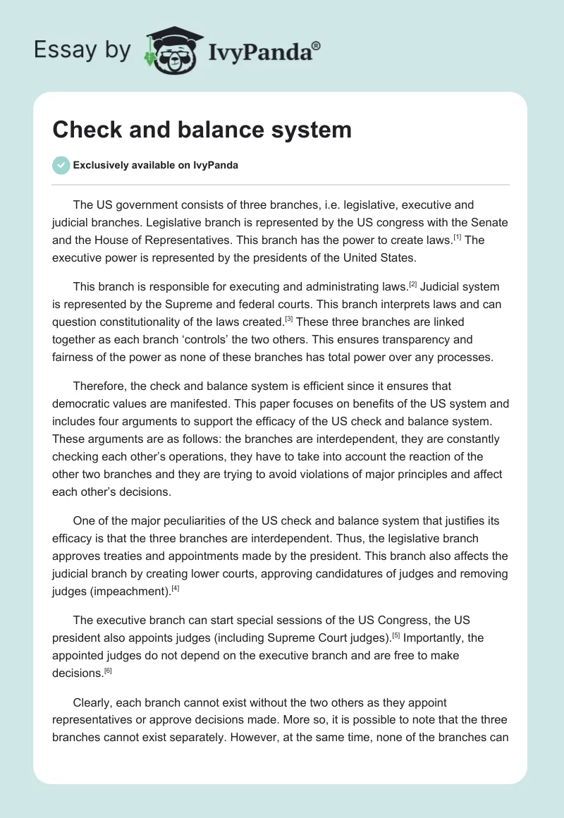 Check and balance system. Page 1