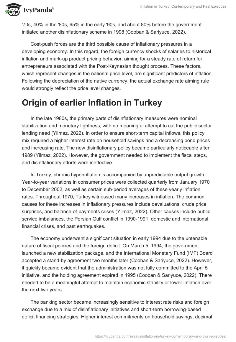 Inflation in Turkey: Contemporary and Past Episodes. Page 3