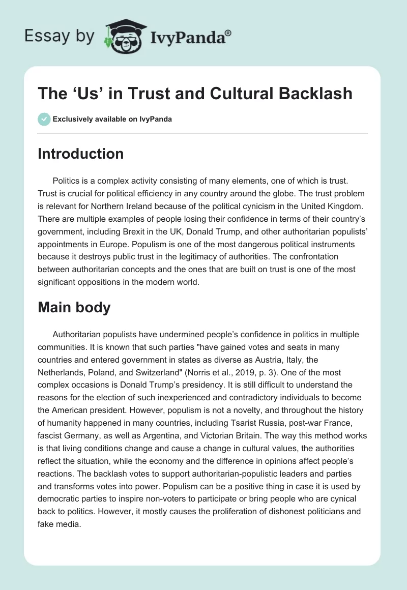 The ‘Us’ in Trust and Cultural Backlash. Page 1