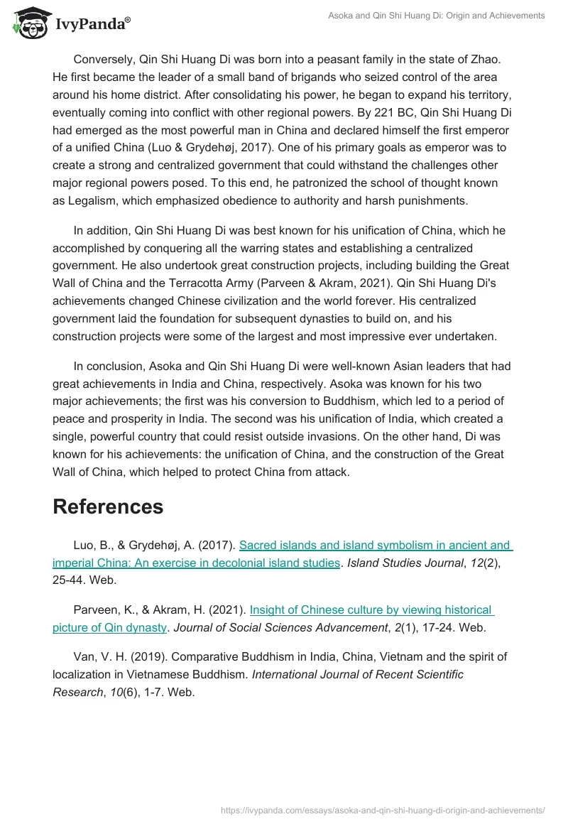 Asoka and Qin Shi Huang Di: Origin and Achievements. Page 2