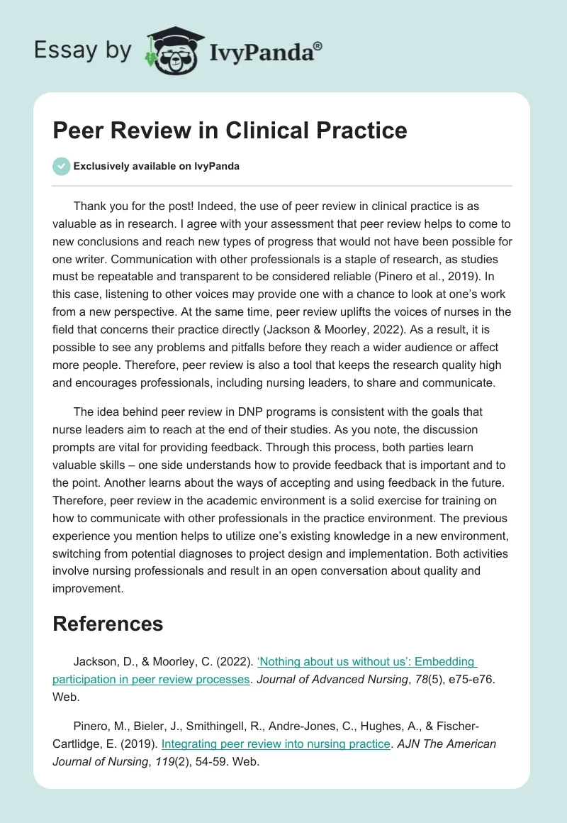 Peer Review in Clinical Practice. Page 1