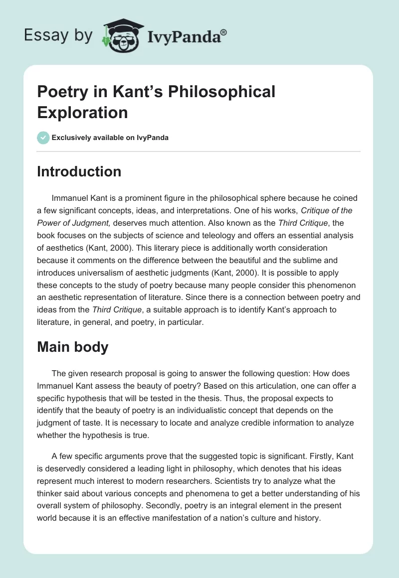 Poetry in Kant’s Philosophical Exploration. Page 1