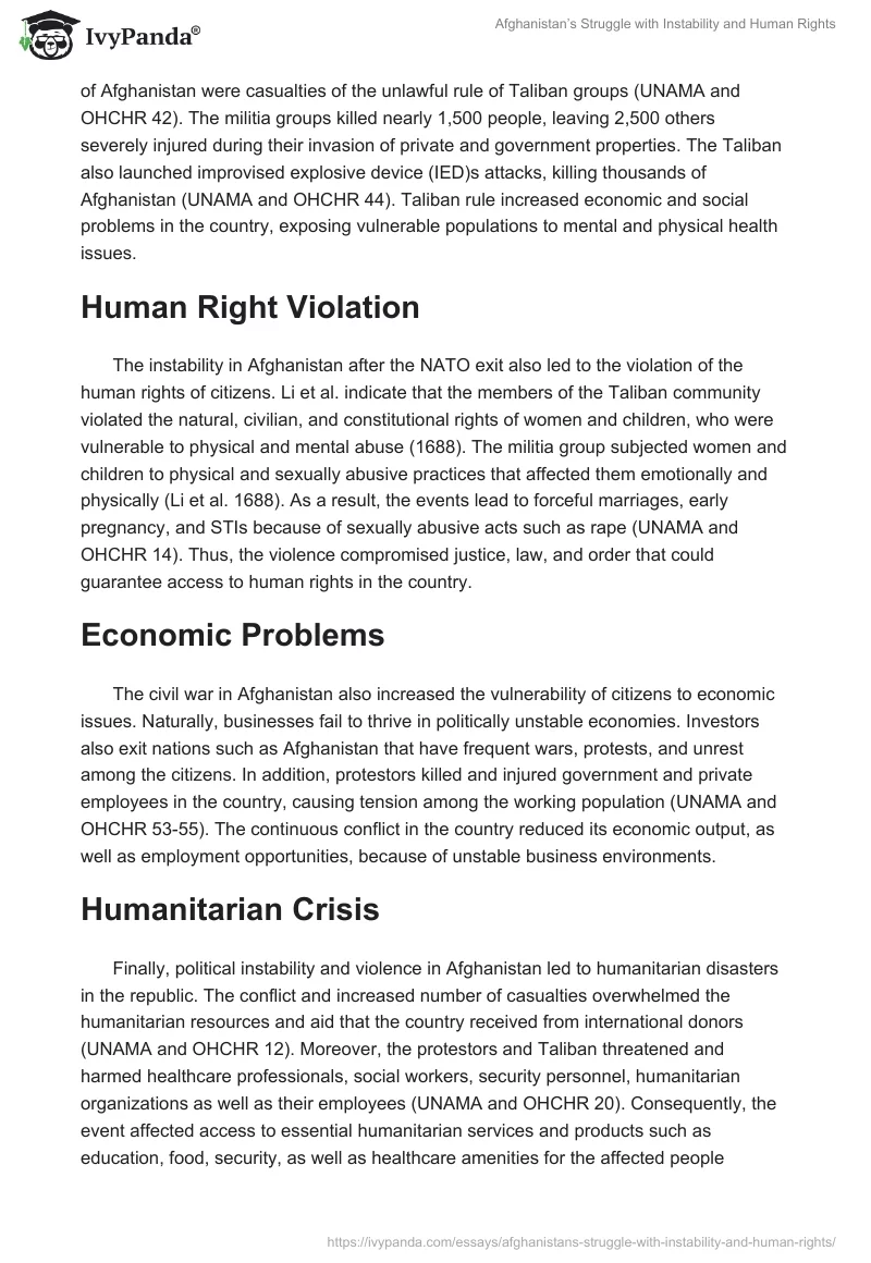 Afghanistan’s Struggle with Instability and Human Rights. Page 2