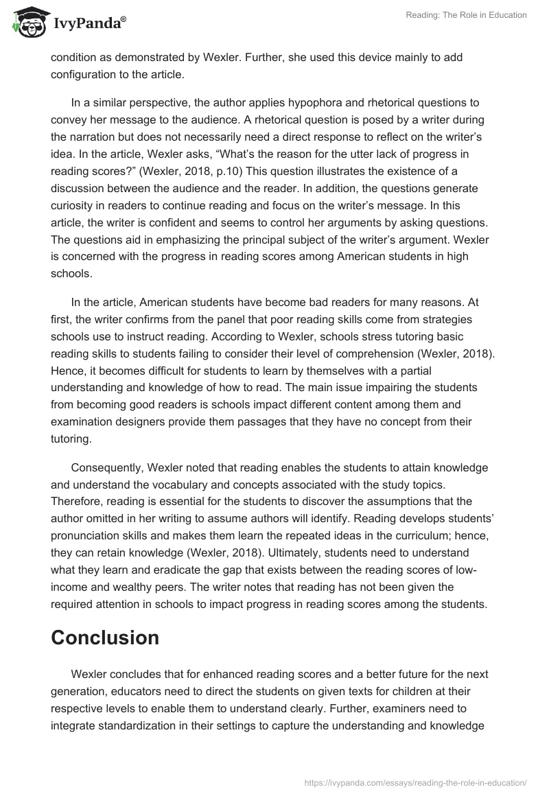 Reading: The Role in Education. Page 2