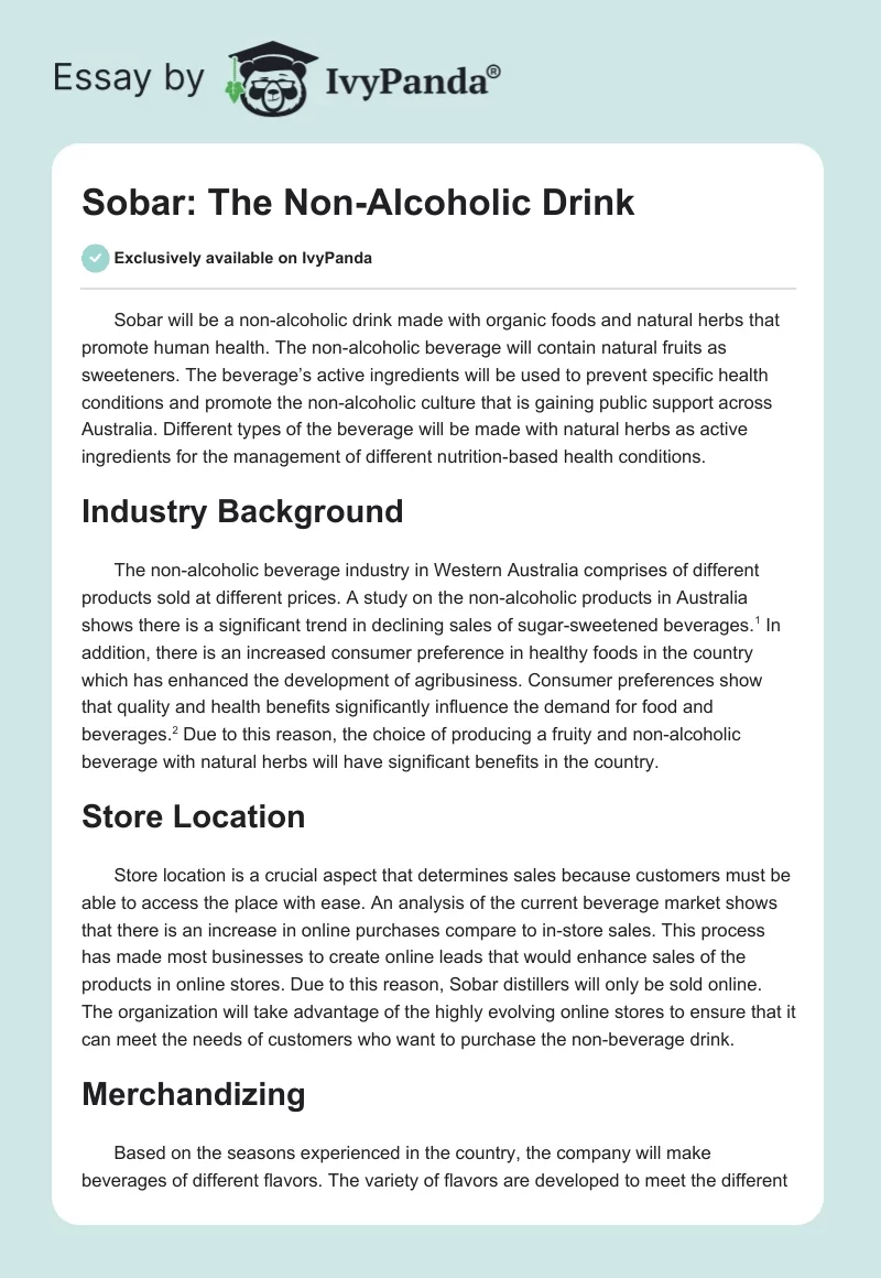 Sobar: The Non-Alcoholic Drink. Page 1