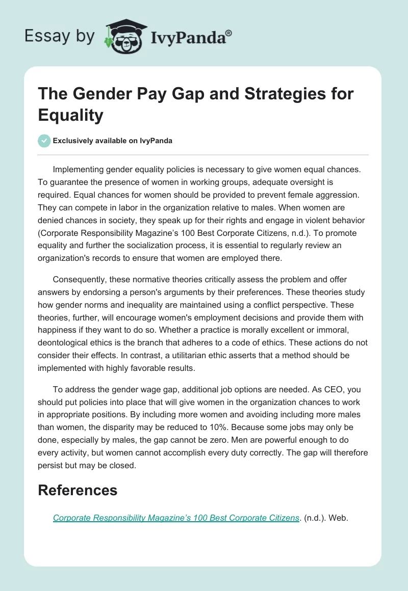 The Gender Pay Gap and Strategies for Equality. Page 1