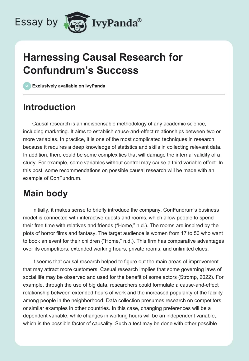 Harnessing Causal Research for Confundrum’s Success. Page 1