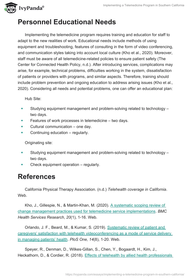 Implementing a Telemedicine Program in Southern California. Page 2