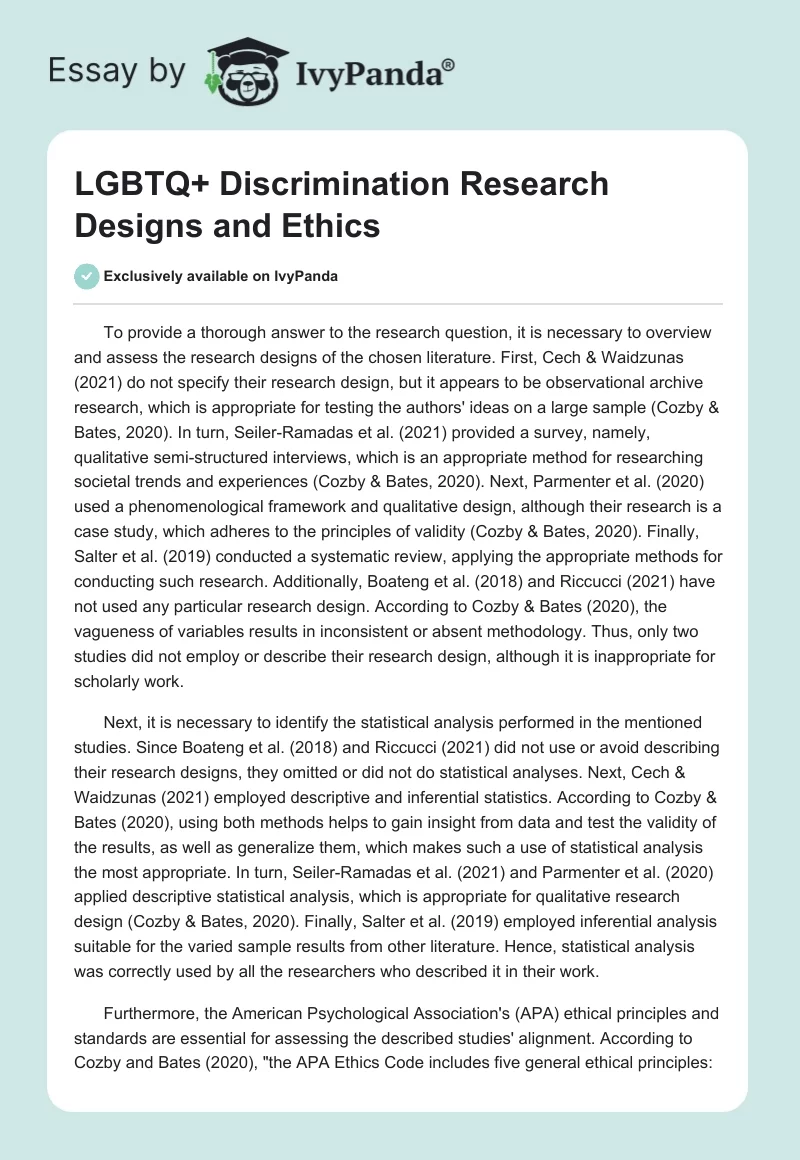LGBTQ+ Discrimination Research Designs and Ethics. Page 1