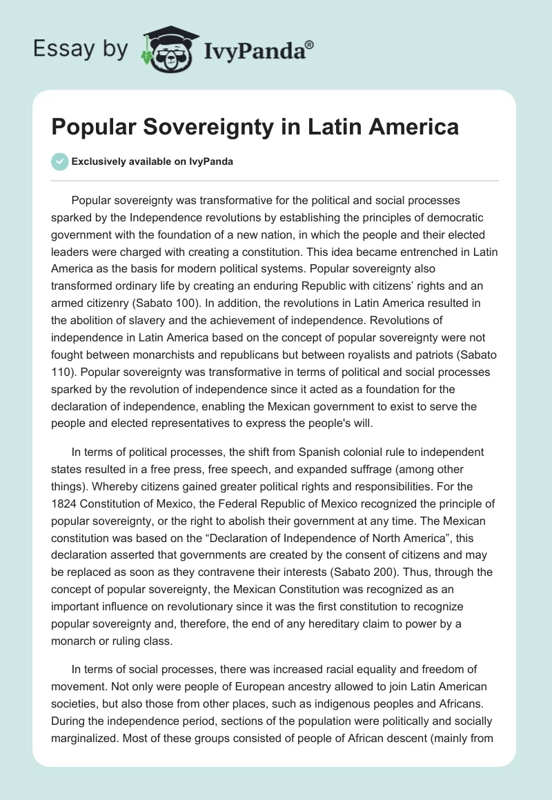 Popular Sovereignty in Latin America. Page 1