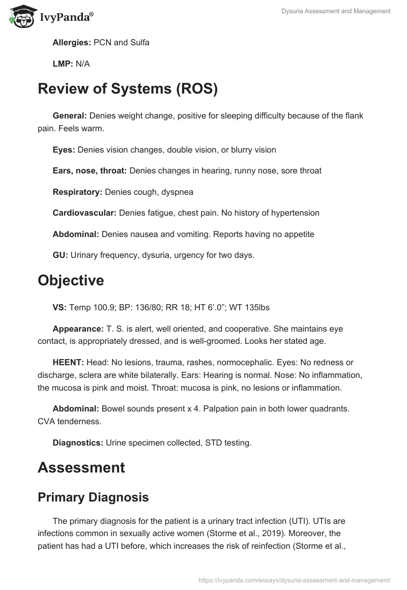 Dysuria Assessment and Management. Page 2